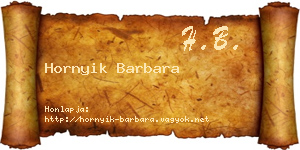 Hornyik Barbara névjegykártya